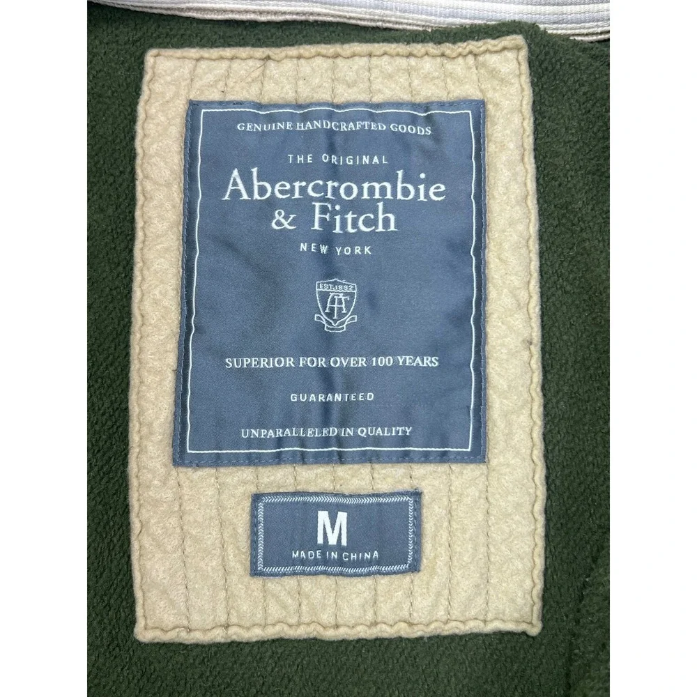 Abercrombie & Fitch Mens VTG Zip Hoodie Green Distressed AF‎ 92 Applique Medium